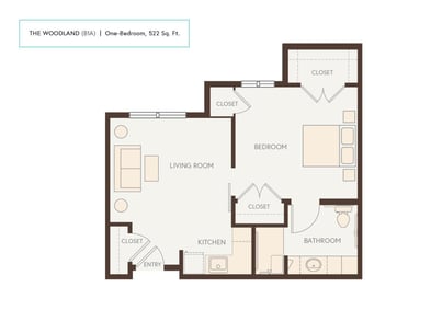 AL_Redbud - 1B, 1B - 522 sq. ft.